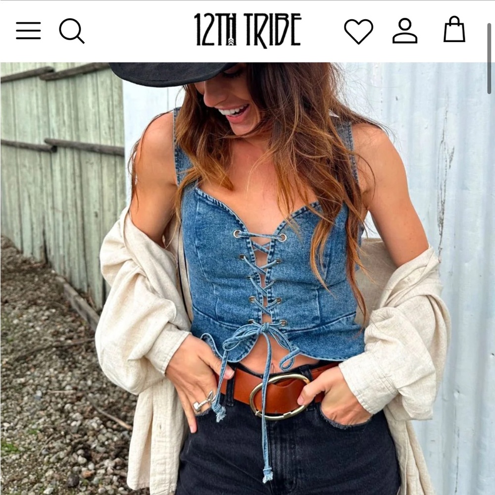 NWT 12th Tribe Spears Denim Bustier